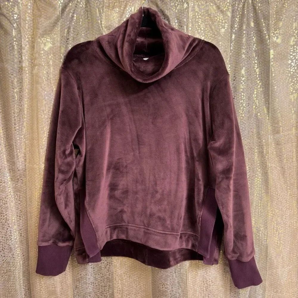 Athleta Double Cozy Karma Funnel Neck Burgundy Boxy Fit Medium